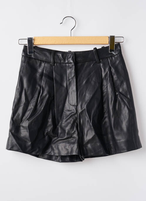 Short tissage simili-cuir taille haute noir MANGO femme