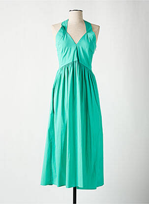 Robe mi-longue col v fines bretelles vert MAX MARA femme