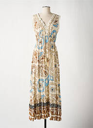 Robe longue imprimé fleurs sans manche beige LAMIAR femme