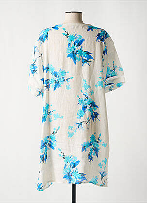 Tunique manches courtes tissage crêpe bleu BLANC BOHEME femme