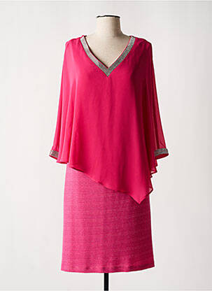 Robe mi-longue manches 3/4 manches 3/4 rose FRANK LYMAN femme