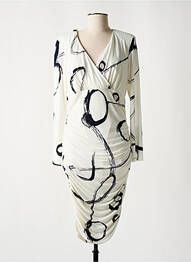 Robe mi-longue imprimé fantaisie manches longues beige FRANK LYMAN femme
