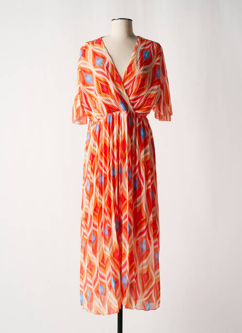 Robe mi-longue orange C'MELODIE pour femme