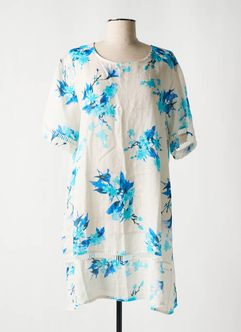 Tunique manches courtes bleu BLANC BOHEME pour femme