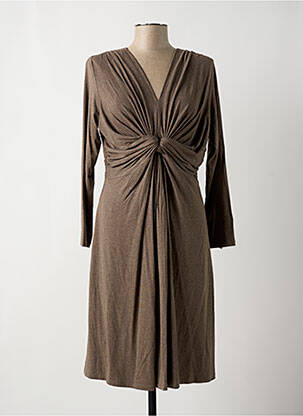 Robe mi-longue manches longues manches longues marron MJ DE ATIAN femme