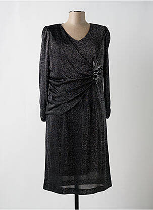 Robe mi-longue manches longues manches longues noir JOMHOY femme