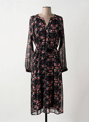 Robe mi-longue imprimé fleurs manches longues noir STREET ONE femme