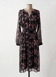 Robe mi-longue imprimé fleurs manches longues noir STREET ONE femme