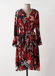 Robe mi-longue imprimé fantaisie manches longues rouge FRACOMINA femme