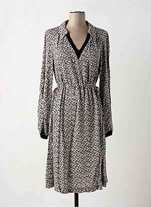 Robe mi-longue imprimé fantaisie manches longues gris NÜ femme
