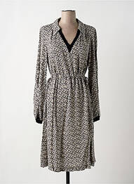 Robe mi-longue imprimé fantaisie manches longues gris NÜ femme