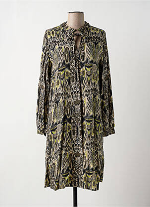 Robe mi-longue coupe fluide manches longues vert B.YOUNG femme