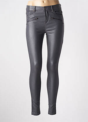 Pantalon slim tissage enduit taille normale gris B.YOUNG femme