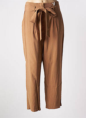 Pantalon droit coupe carotte taille haute marron LA FEE MARABOUTEE femme