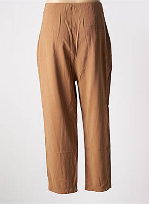 Pantalon droit coupe carotte taille haute marron LA FEE MARABOUTEE femme