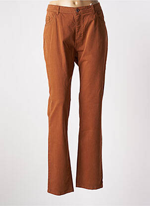 Pantalon slim tissage popeline taille normale marron TBS femme