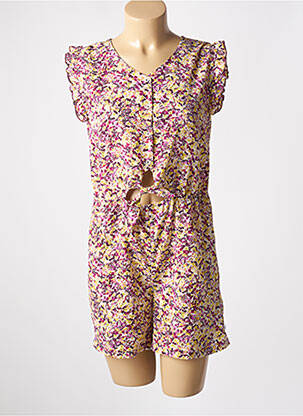Combishort imprimé fleurs manches courtes violet LE TEMPS DES CERISES fille