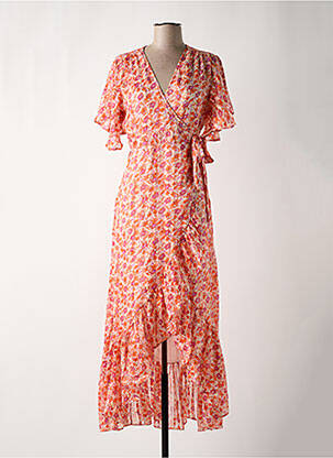 Robe longue manches courtes manches courtes orange MISE AU GREEN femme