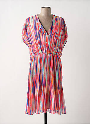 Robe mi-longue coupe fluide manches courtes rose MOLLY BRACKEN femme