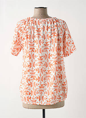 Blouse tissage popeline manches courtes orange TIMEZONE femme