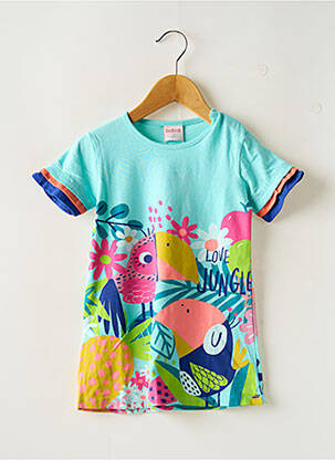 Robe mi-longue manches courtes manches courtes bleu BOBOLI fille