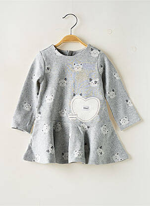 Robe mi-longue col rond manches longues gris MAYORAL fille
