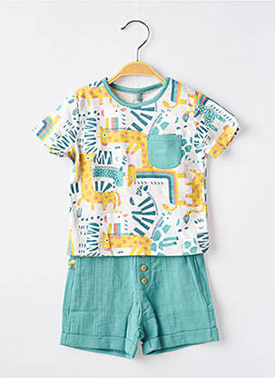 Ensemble short taille élastique vert BOBOLI garçon