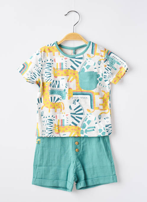 Ensemble short taille élastique vert BOBOLI garcon