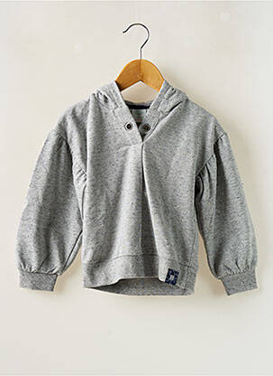 Sweat-shirt à capuche stretch manches longues gris BOBOLI fille