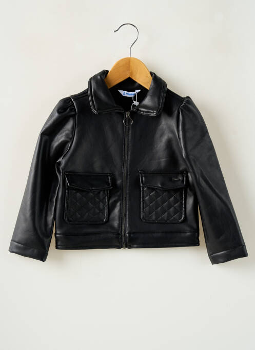 Veste simili cuir noir MAYORAL pour fille