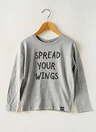 T-shirt coupe droite manches longues gris BOBOLI fille