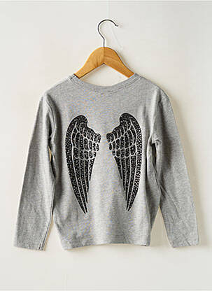 T-shirt coupe droite manches longues gris BOBOLI fille
