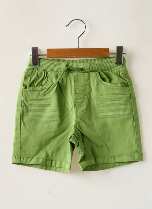 Short tissage popeline taille élastique vert BOBOLI garcon