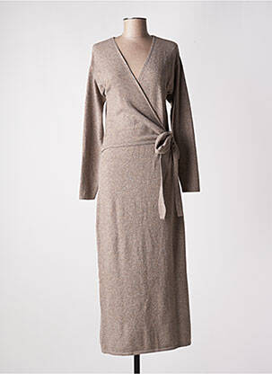 Robe longue manches longues manches longues marron DESIRES femme