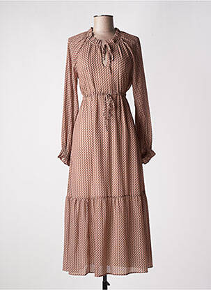 Robe longue manches longues manches longues rose C'EST BEAU LA VIE femme