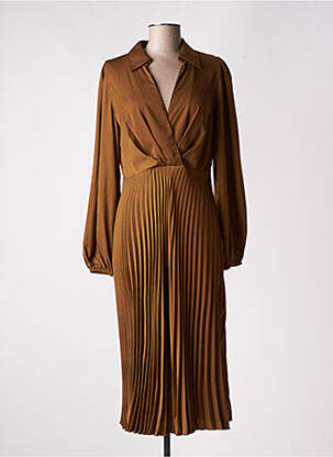 Robe mi-longue manches longues manches longues marron NUUBAA femme