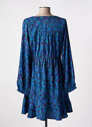 Robe courte coupe évasée manches longues bleu AN' GE femme