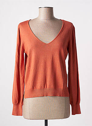 Pull col v manches longues orange DESIRES femme