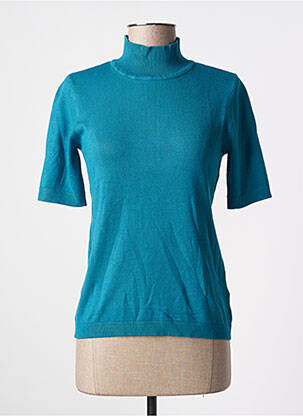 Pull col roulé stretch manches courtes bleu DESIRES femme