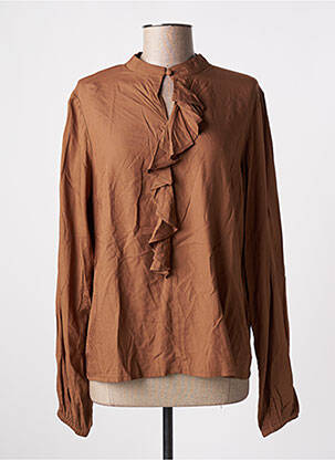 Blouse tissage popeline manches longues marron CREAM femme