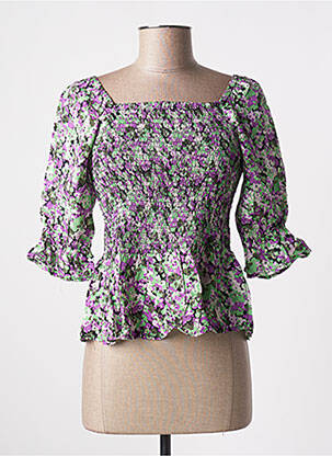 Top col carré manches 3/4 vert KAFFE femme
