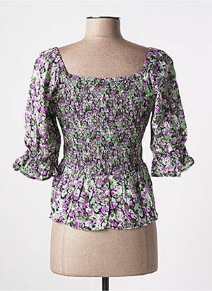 Top col carré manches 3/4 vert KAFFE femme