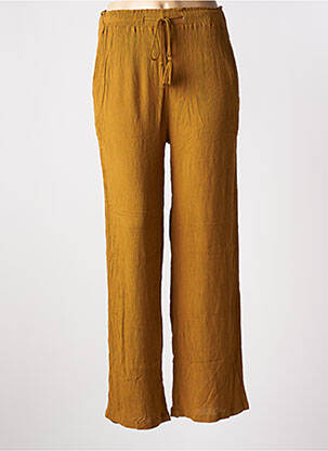Pantalon large tissage crêpe taille haute jaune LES TROPEZIENNES PAR M.BELARBI femme