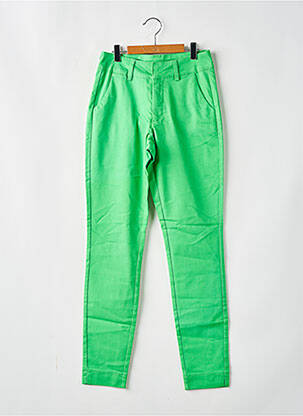 Pantalon chino tissage popeline taille normale vert KAFFE femme