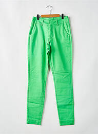 Pantalon chino tissage popeline taille normale vert KAFFE femme