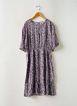 Robe mi-longue col rond manches 3/4 violet GARCIA fille