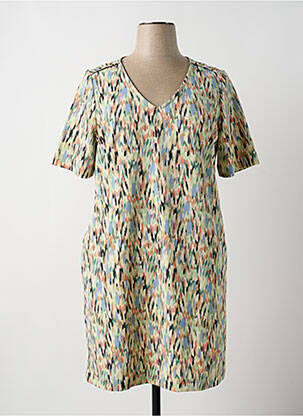 Robe mi-longue imprimé fantaisie manches courtes vert GARCIA femme