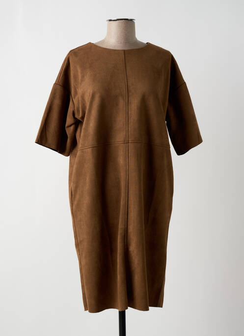Robe courte manches courtes manches courtes marron KAFFE femme