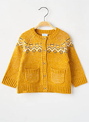 Gilet manches longues col rond jaune BOBOLI garçon