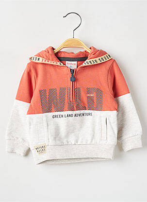 Sweat-shirt à capuche tissage chiné manches longues orange BOBOLI garçon